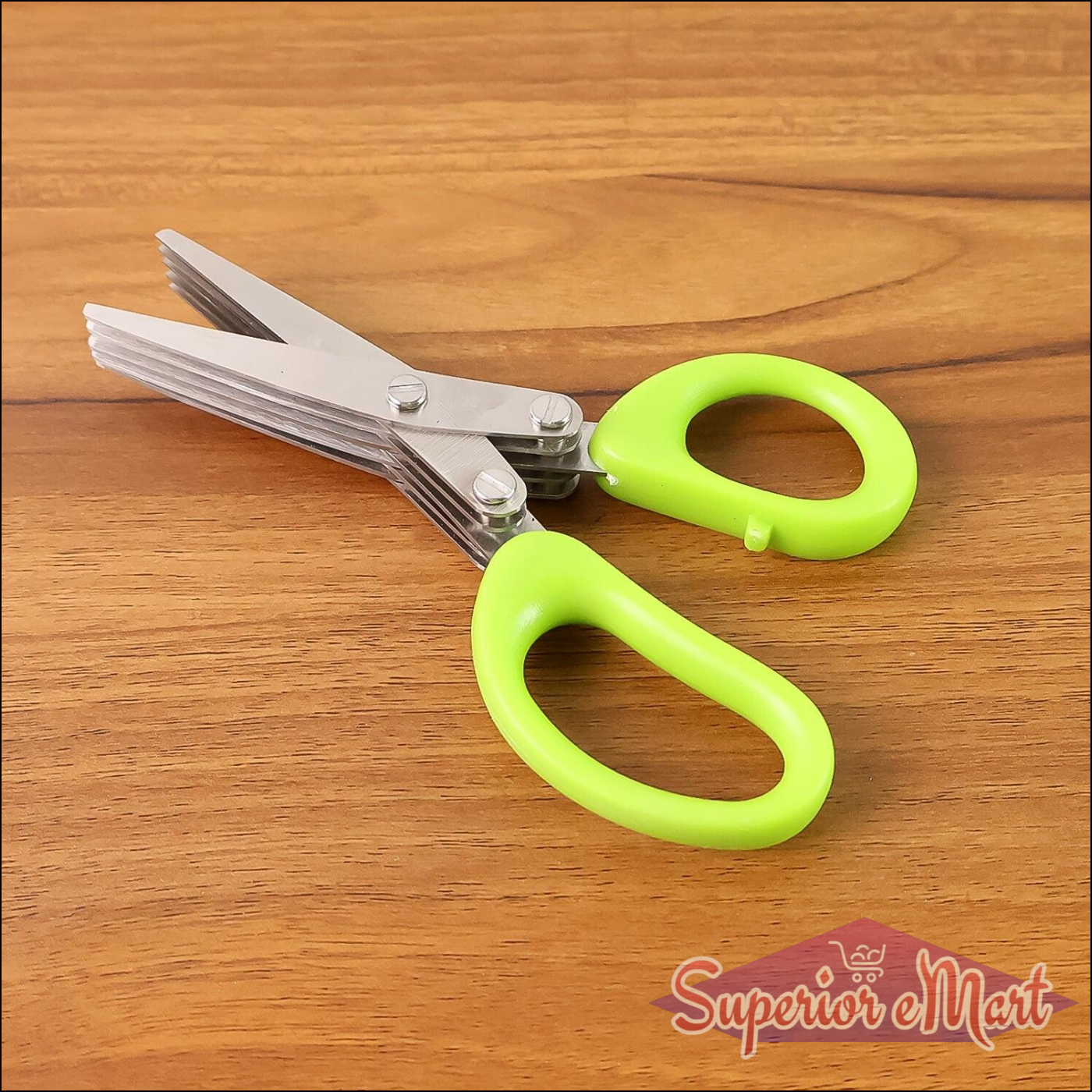 5-Blade Kitchen Scissors with Green Handles - Superior eMart