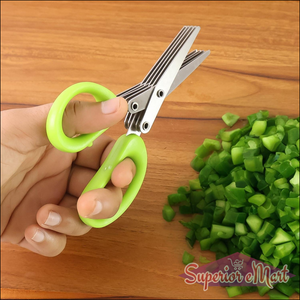 5-Blade Kitchen Scissors with Green Handles - Superior eMart