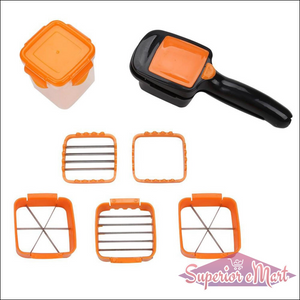 5-in-1 kitchen cutting tool with multiple interchangeable blades for versatile food preparation