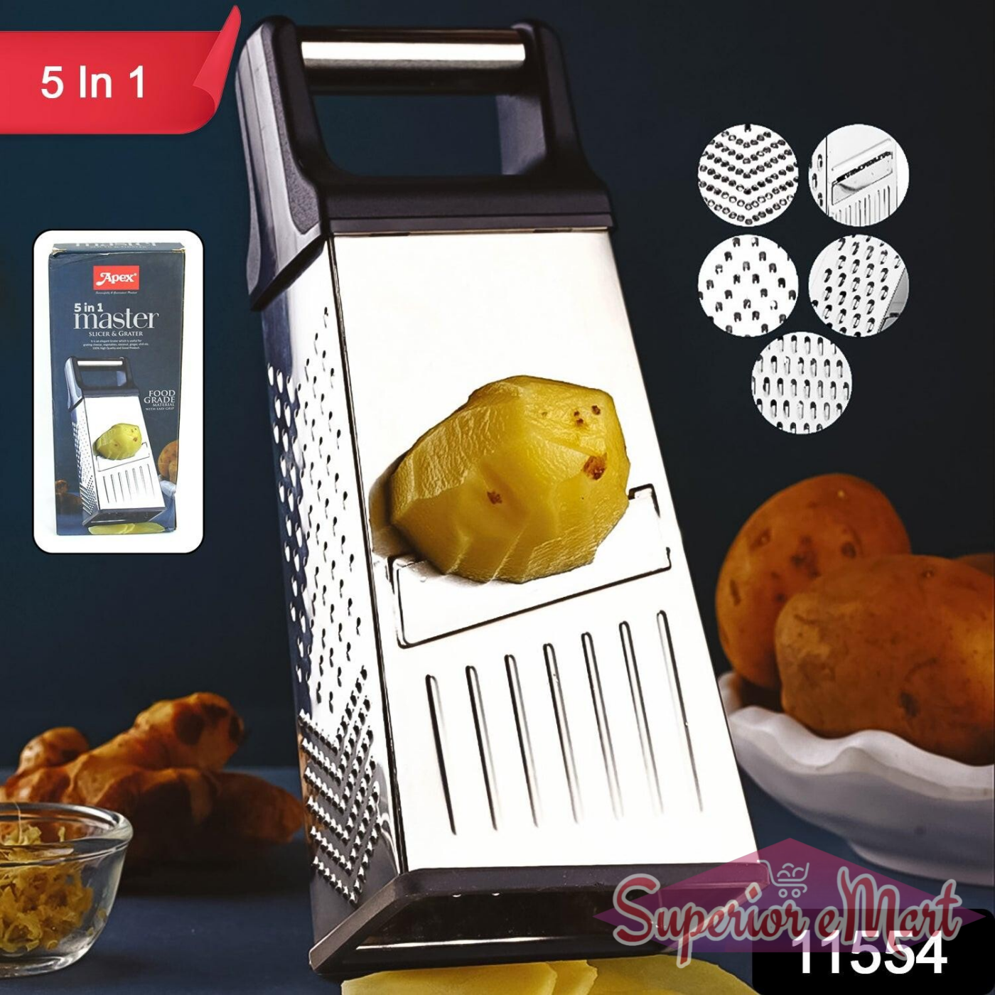 5-in-1 Stainless Steel Grater - Superior eMart