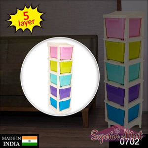 5-layer modular drawer storage system in vibrant colors for organized home and kitchen use