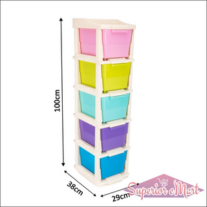 Superior eMart modular drawer storage system with six colorful bins in a tall, space-saving design