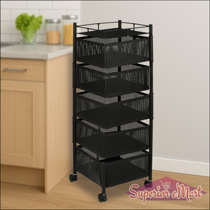 5 Layer Multipurpose Kitchen Storage Trolley With Wheels - Superior eMart