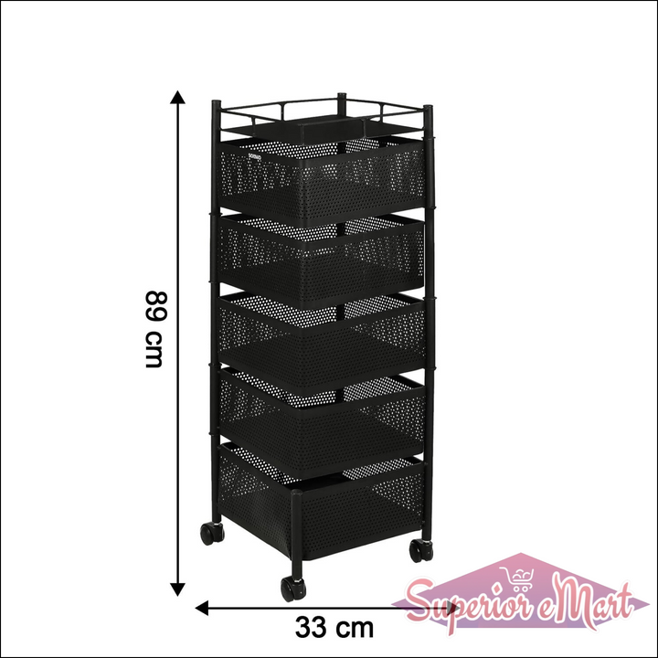 5 Layer Multipurpose Kitchen Storage Trolley With Wheels - Superior eMart