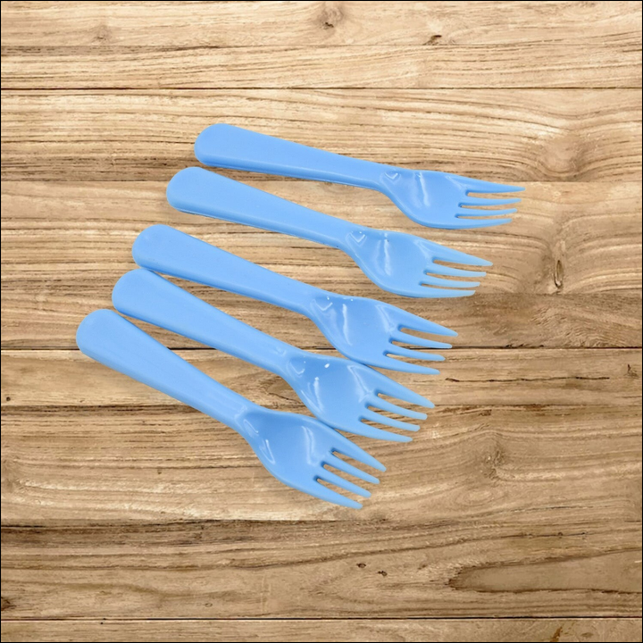 Superior eMart Blue Serving Fork Set for Kitchen with Five Durable Plastic Forks