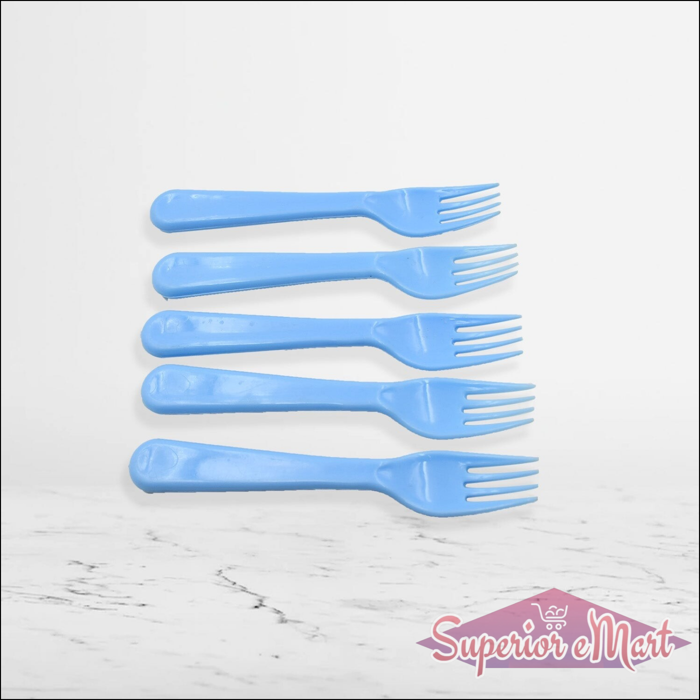 Superior eMart serving fork set for kitchen in blue plastic, perfect for casual dining and serving