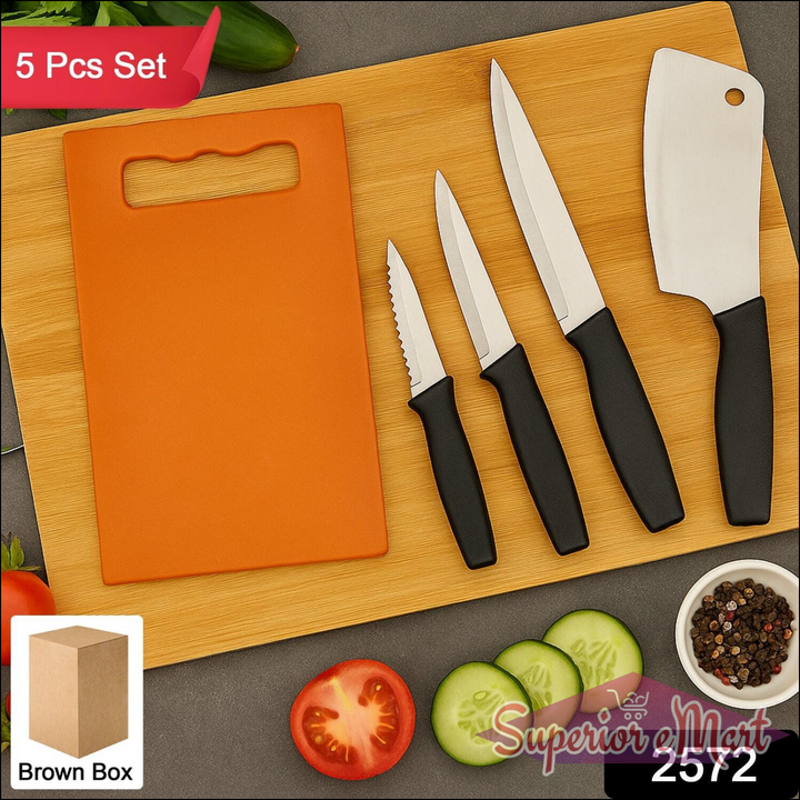 5-Piece Cutting Board with Knives - Superior eMart