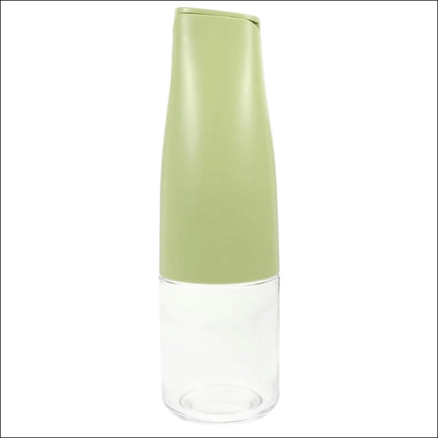 Automatic oil dispenser for kitchen with a sleek green top and clear bottom for easy viewing