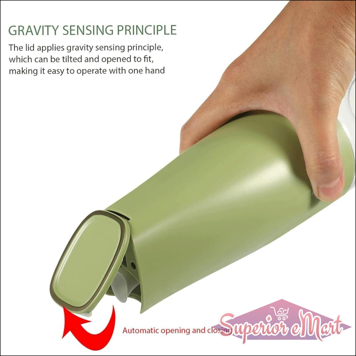 Automatic oil dispenser for kitchen with gravity sensing mechanism for easy one-handed operation