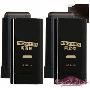 Two black 20g hair touch-up sticks with gold "Convenient" text and a dark brown hair swatch.