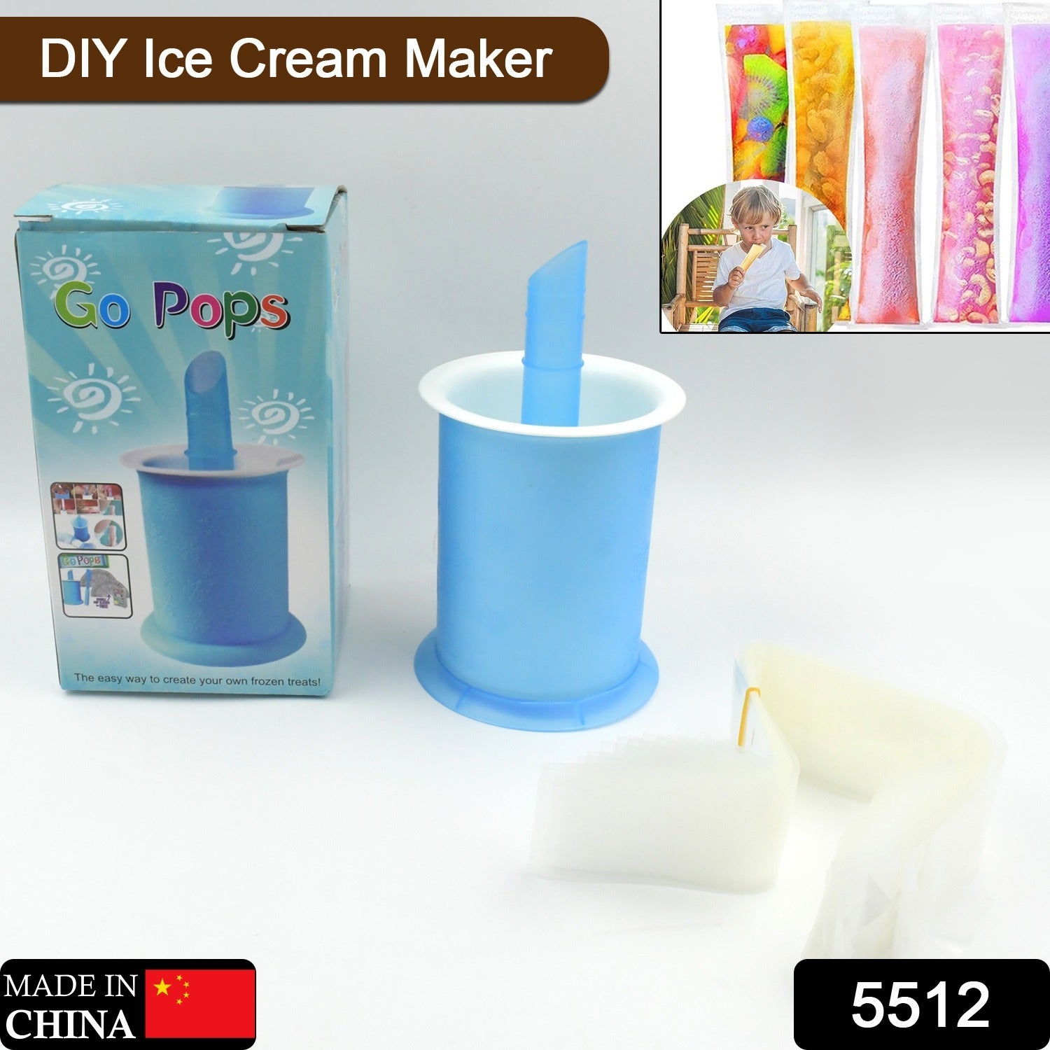 Homemade Popsicle Maker Manual Ice Cream Machine With Approx 20 Pcs Packing Bag  - 5512_diy_ice_cream_maker