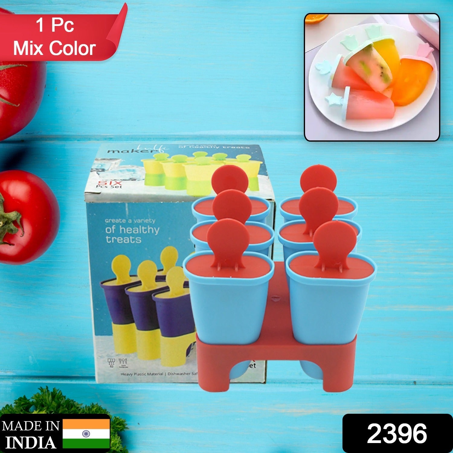 Ice Candy Maker 6 pcs Set Kulfi Maker Ice Candy Mould Clear Popsicle Mold Homema - 2396_ice_candy_maker_6pc