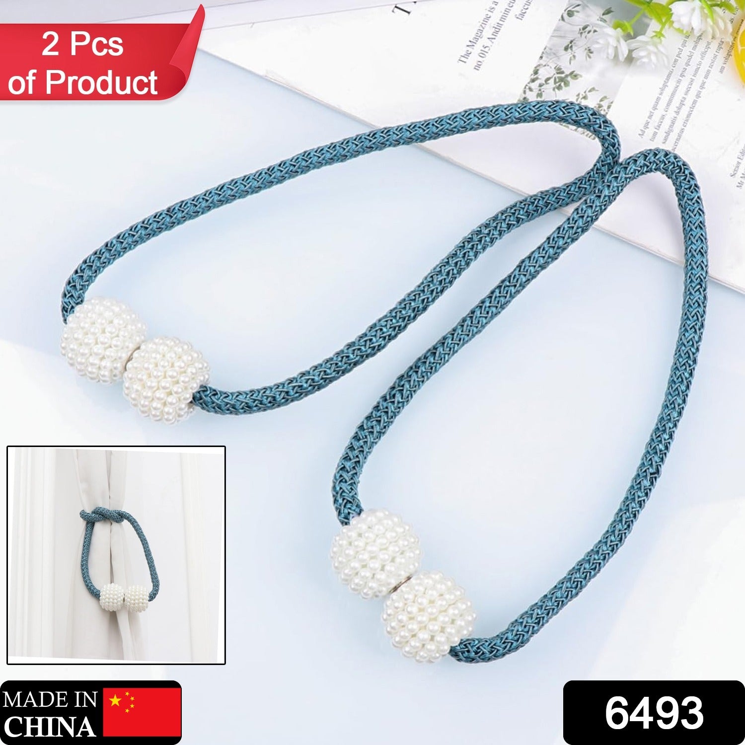 Home Magnetic Curtain Tiebacks, Straps, Buckle, Clips Rope Straps Window Curtain - 6493_magnetic_curtain_buckle_2pc