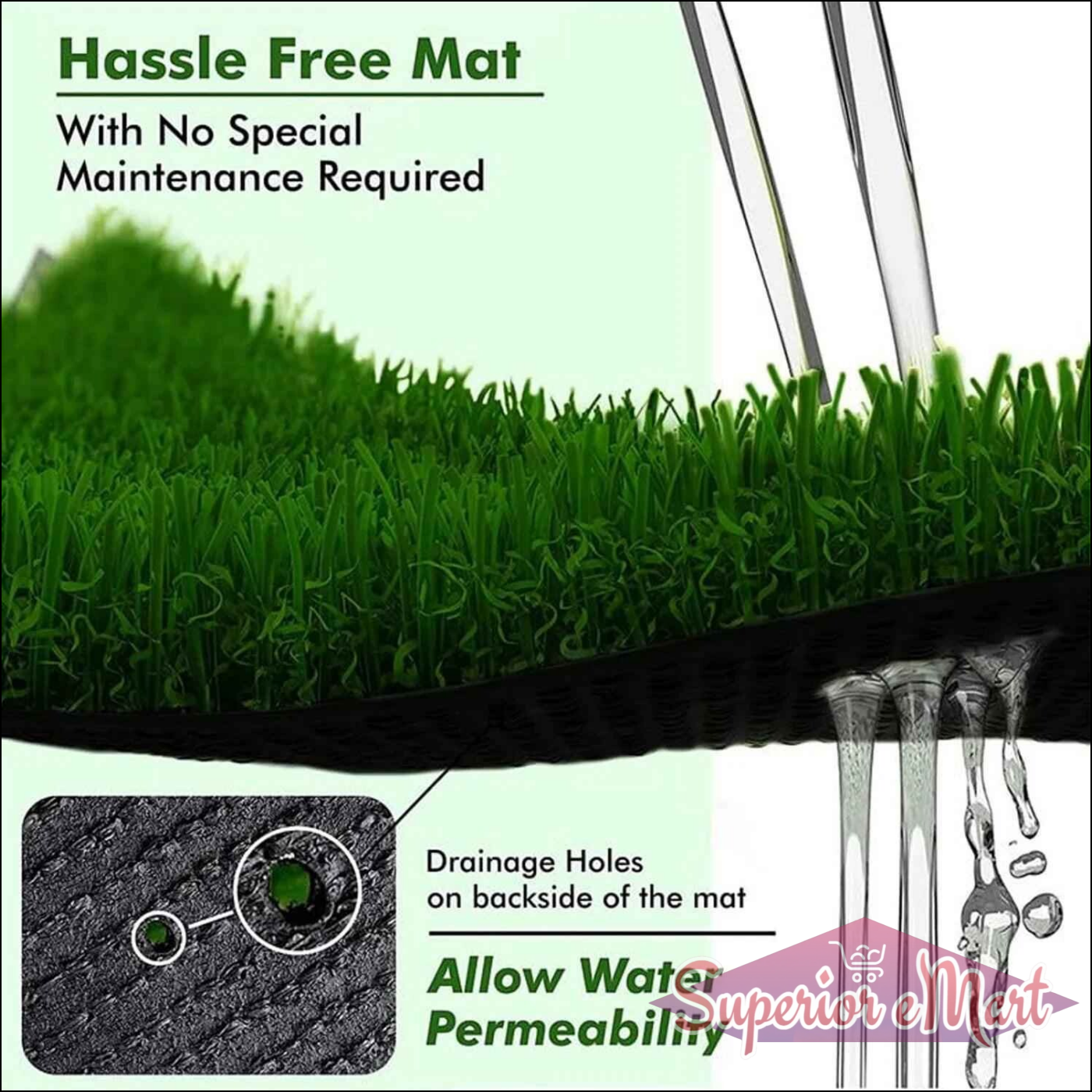 58x38cm Balcony Grass Mat - Superior eMart