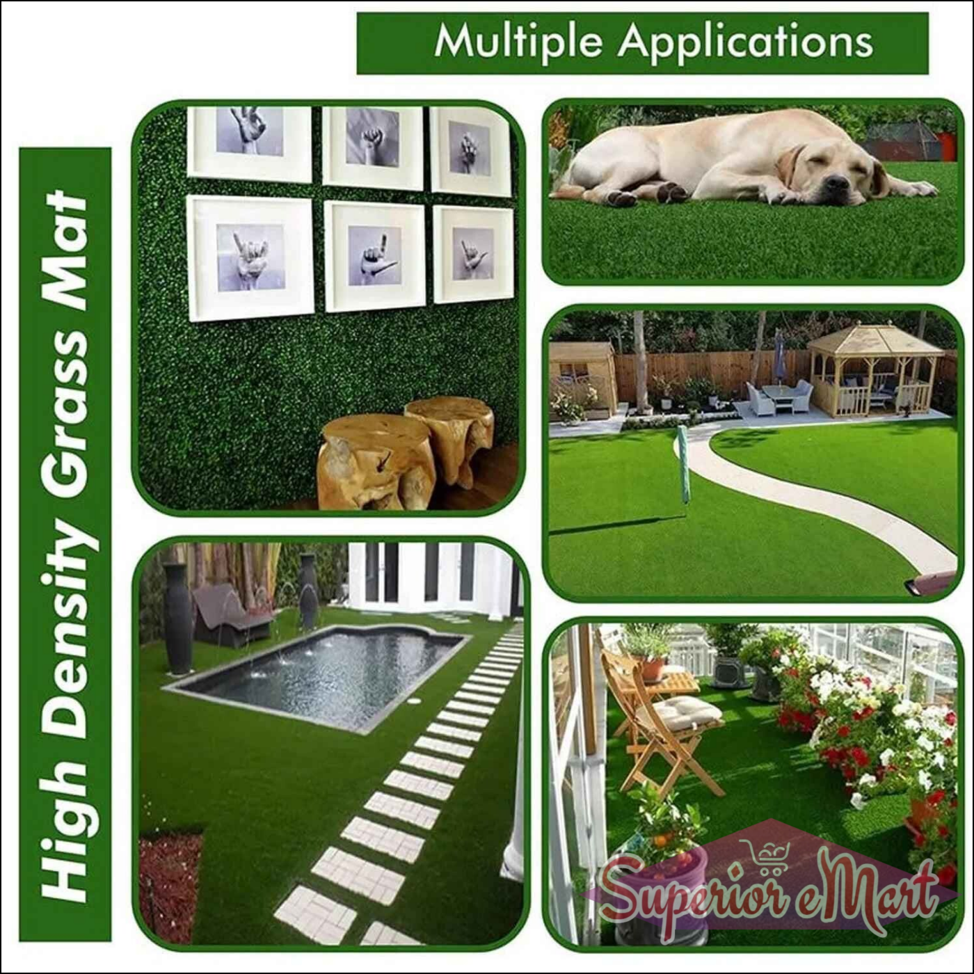 58x38cm Balcony Grass Mat - Superior eMart