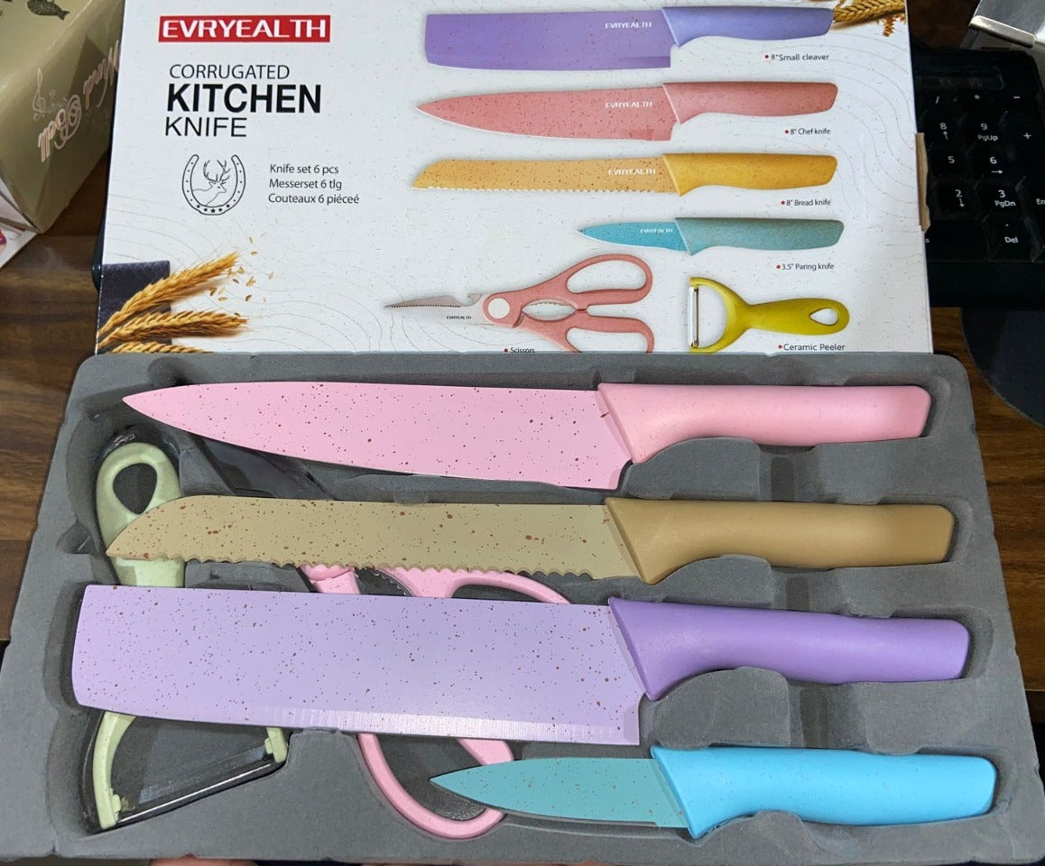 Corrugated 6Pc Kitchen Knife Set Professional Box Knife Set 6 Piece Forged Kitch - 2948_6pc_corrugated_knife_set