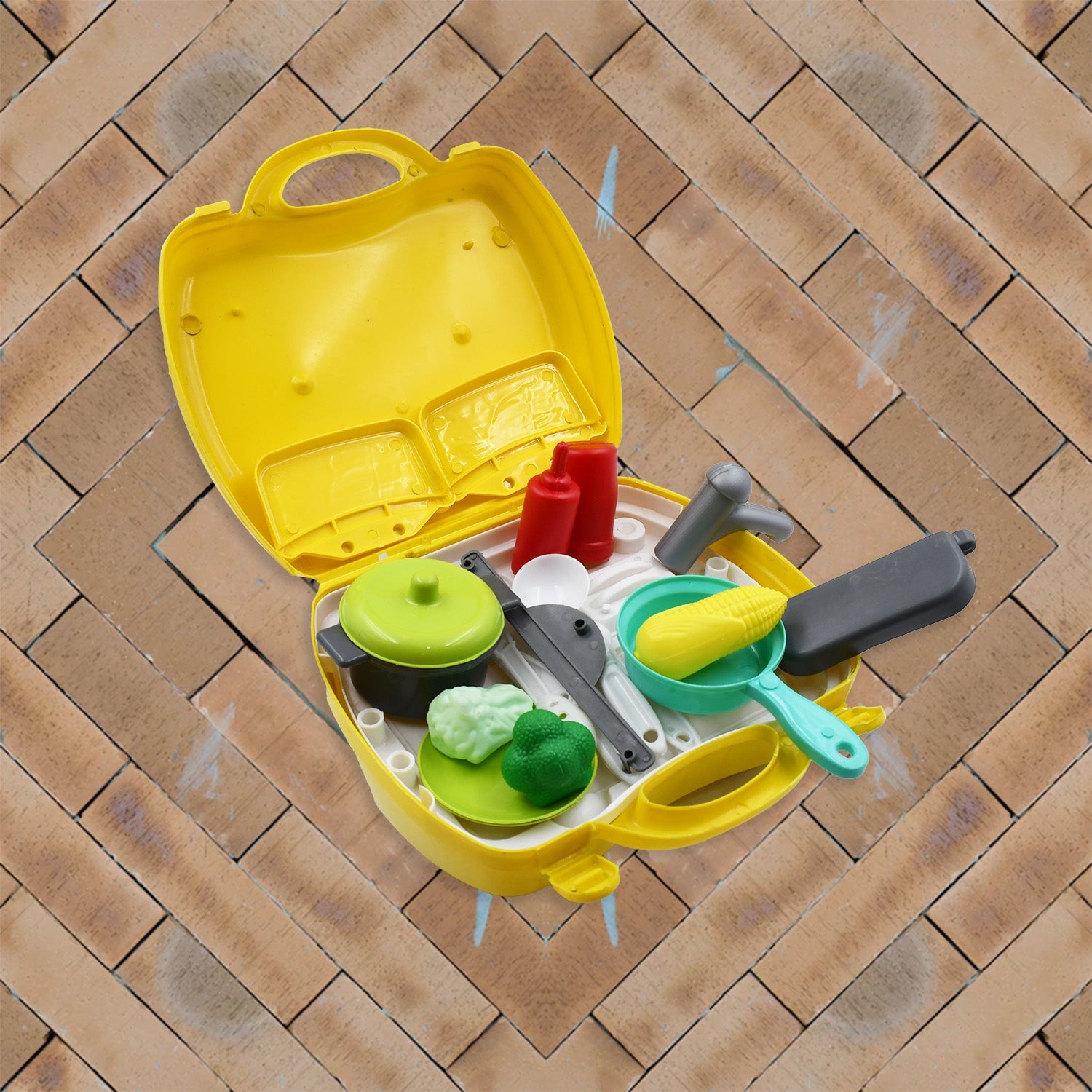 Colorful plastic cooking play set