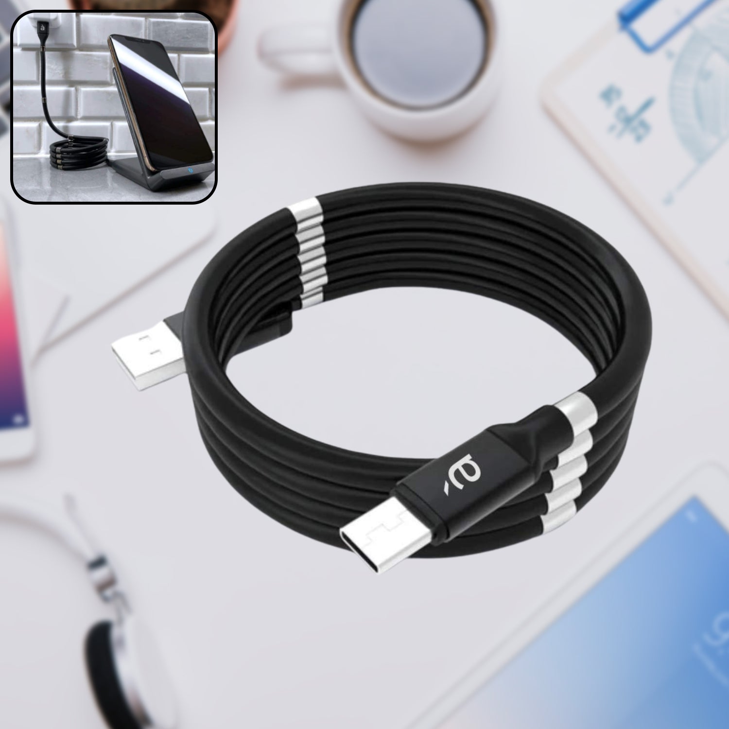 USB Cable, Charging Cable 3A Fast Charge and Sync Most Stunning Charging Cable,  - 7256_magnetic_charging_cable_ctype