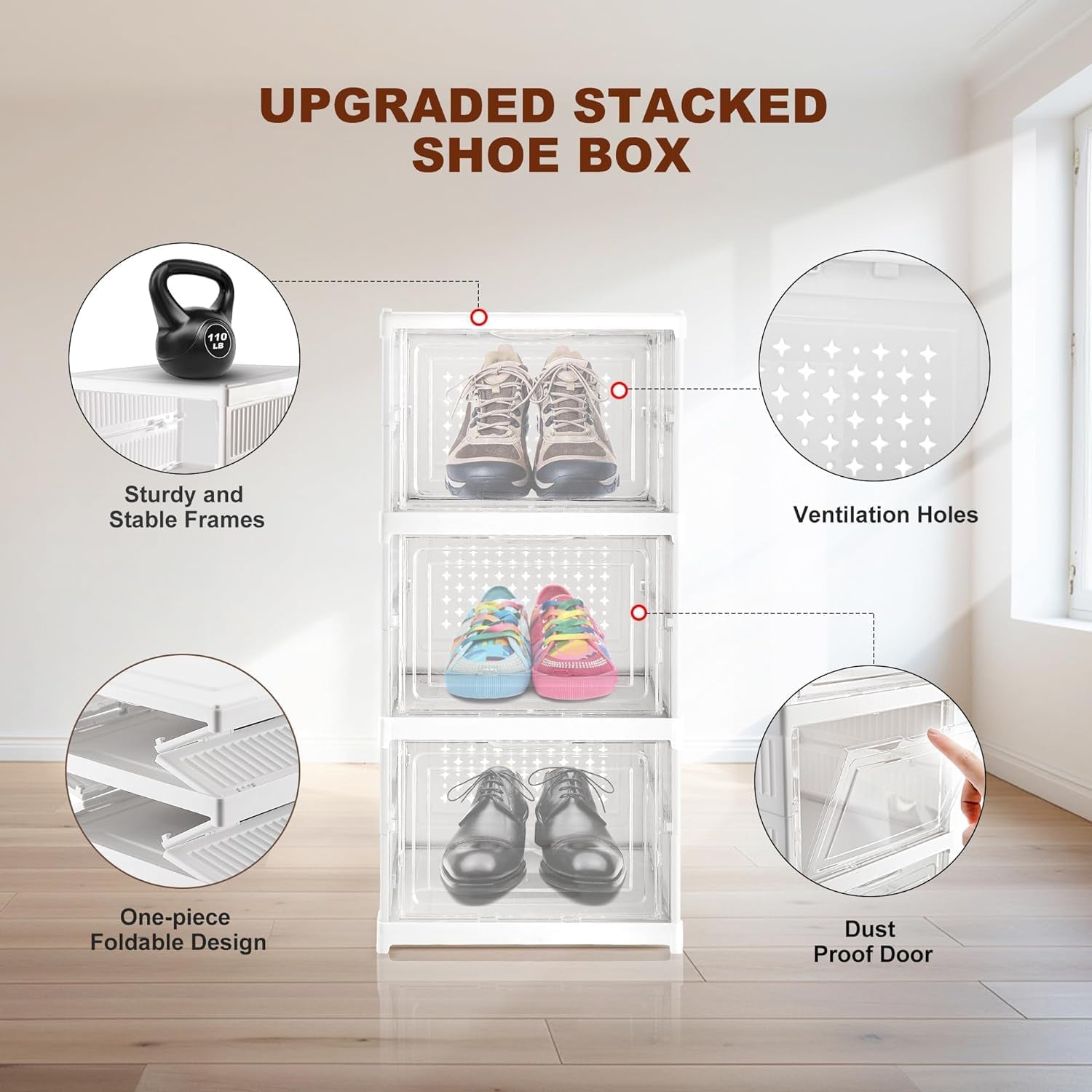 Stackable Multifunctional Storage, for Clothes Foldable Drawer Shelf Basket Util - 17662_multi_3_layer_storage_rack