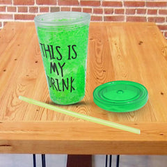 Plastic Drink Cup, Tea Coffee Tumbler with Lid and Straw (1 Pc) - 13164_cute_pla_tumbler_n_straw_1pc