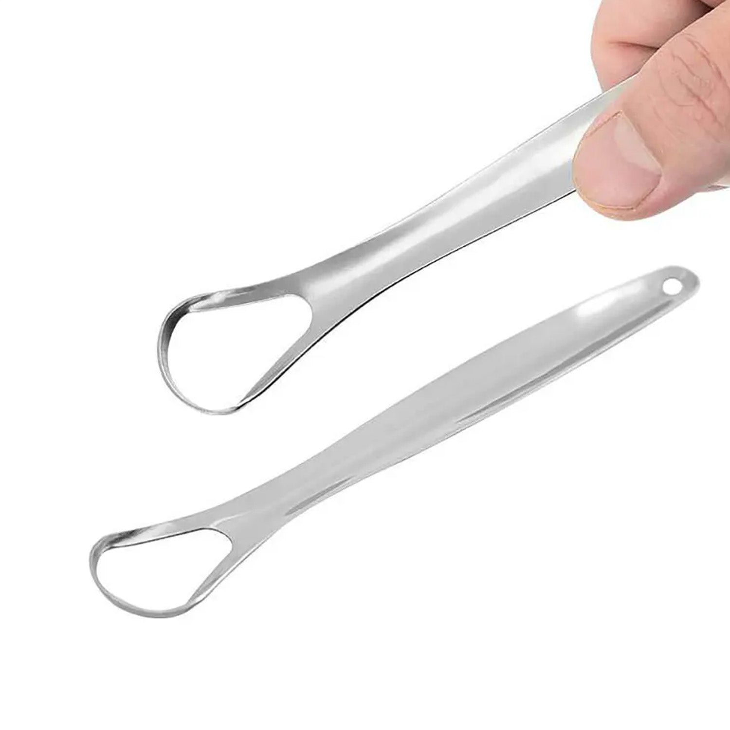 Stainless Steel Tongue Scraper Tongue Cleaners (1Pc With Metal Case) - 12922_ss_tongue_cleaner_with_case