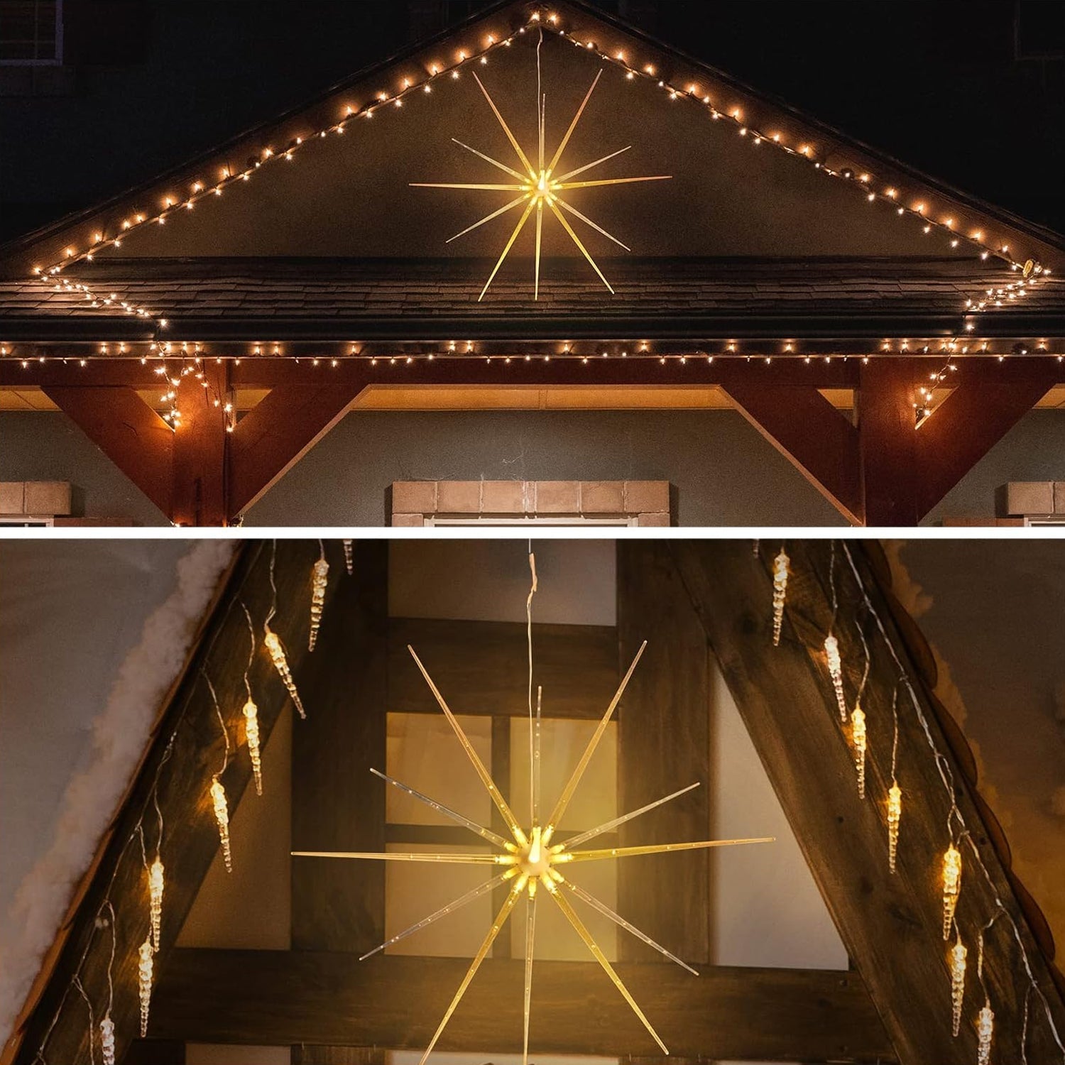 3D Gold Star Hanging Decoration Star, Acrylic Look  Hanging Luminous Star for Wi - 8792_big_hanging_decoration_star