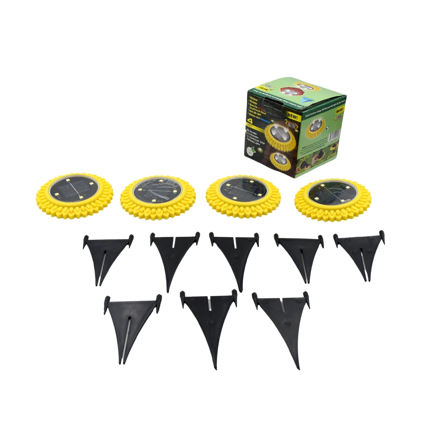 4 Pack Solar Ground Lights, LED Solar Powered Disk Lights Outdoor Waterproof Gar - 9364_sunflower_solar_light_4pc