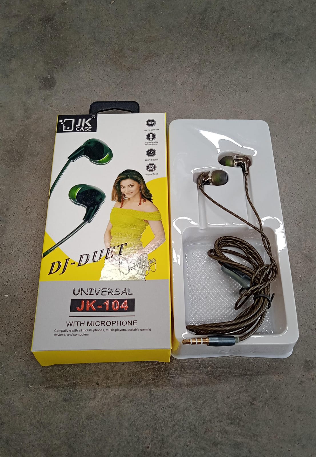 Universal Wired Earphone with Mic (1 Pc) - 13429_universal_wired_earphone_jk104