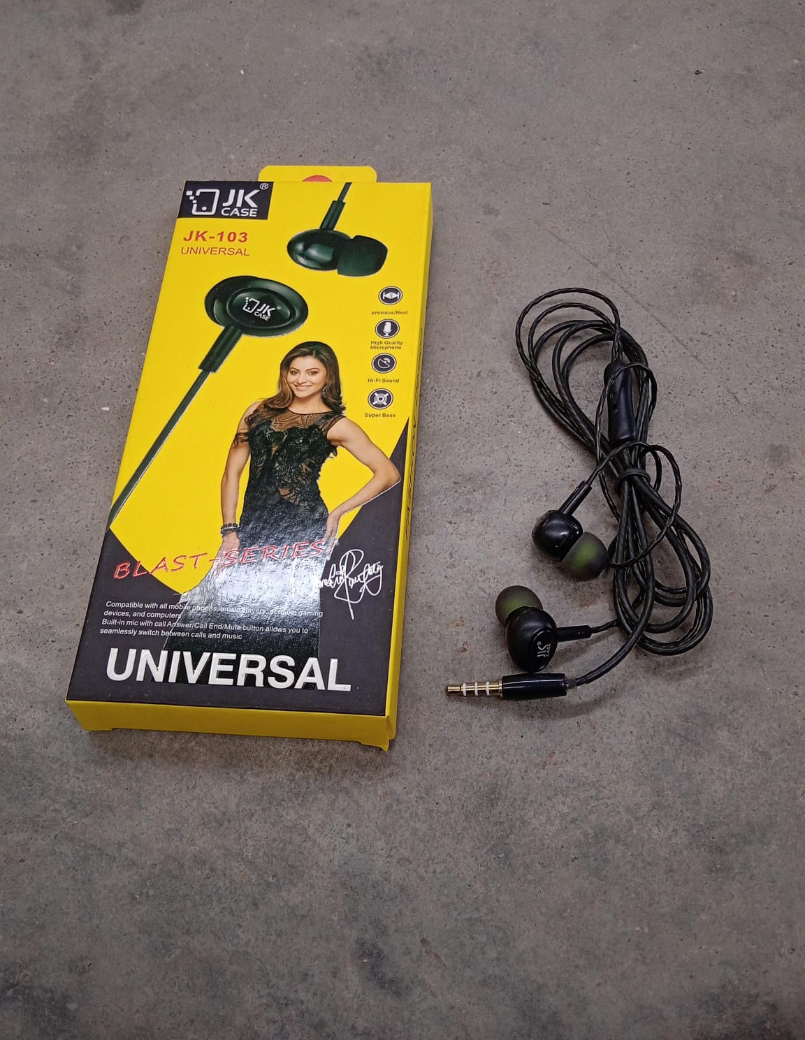 Universal Wired Earphone with Mic (1 Pc) - 13426_universal_wired_earphone_jk103