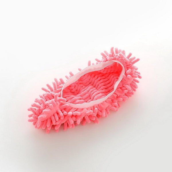 Washable floor cleaning slippers with built-in dust mop features.