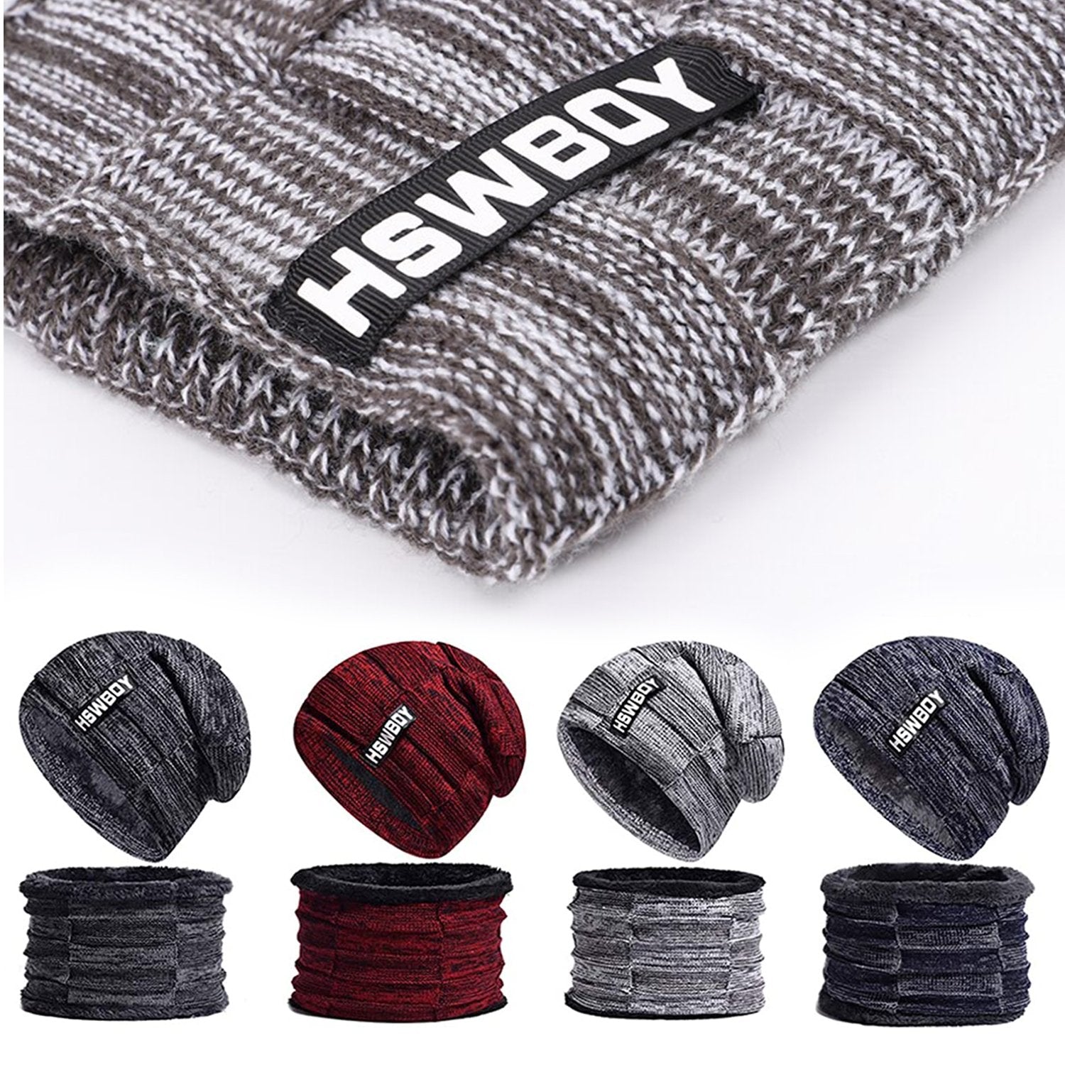 Ultra Soft Unisex Woollen Beanie Cap Plus Muffler Scarf - 6066_beanie_cap_muffler_set