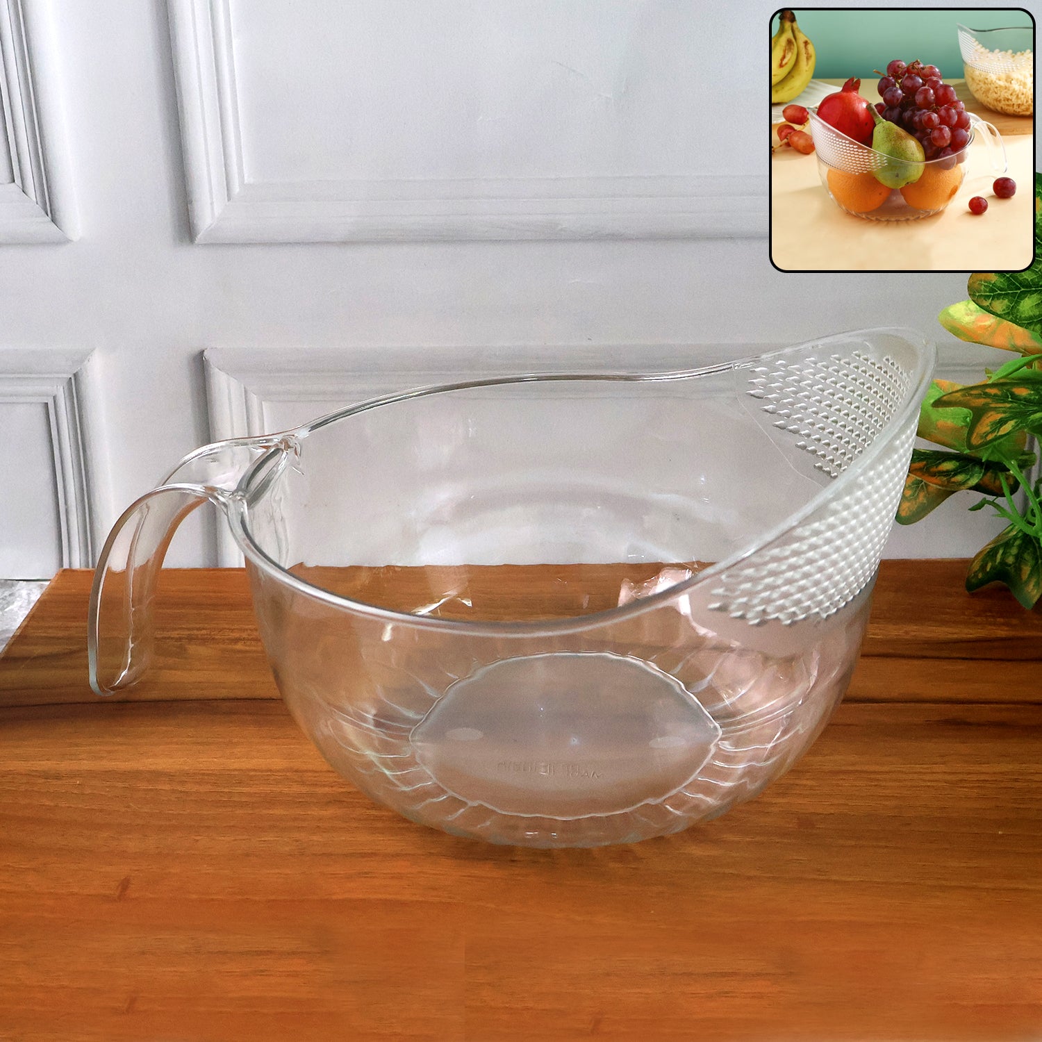 Multipurpose Transparent Plastic Bowl With Handle (1 Pc)