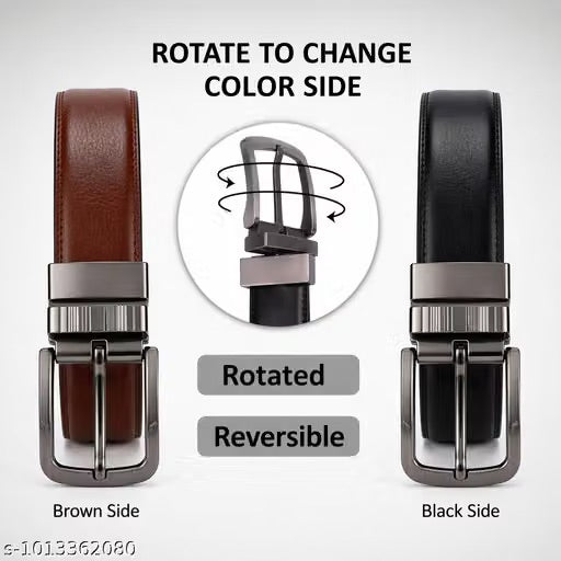 Men’s Premium Reversible Belt & PU Brown Wallet Combo Set
