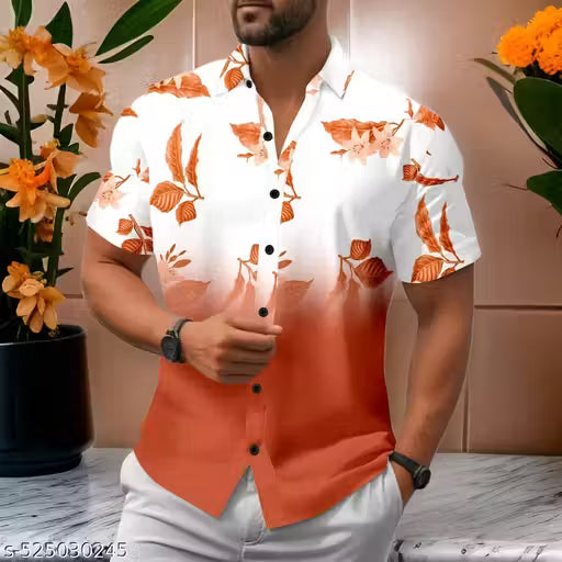 Men's Ocean Blue Floral Gradient Shirt