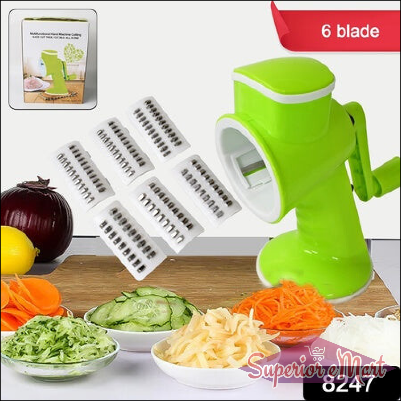 6 in 1 Multi functional Vegetable Cutter & Slicer Hand Machine Cutting, Slice, Cut Thick, Cut Silk All in one - Superior eMart