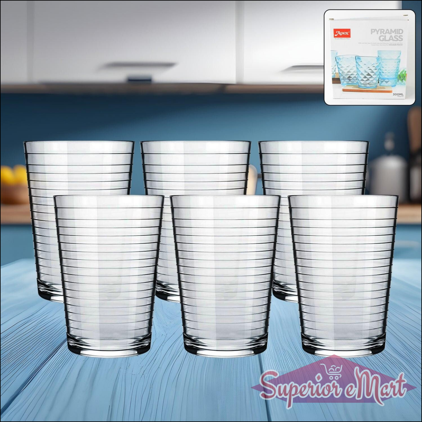 6-Pc Crystal-Clear Drinkware Set 300ml - Superior eMart