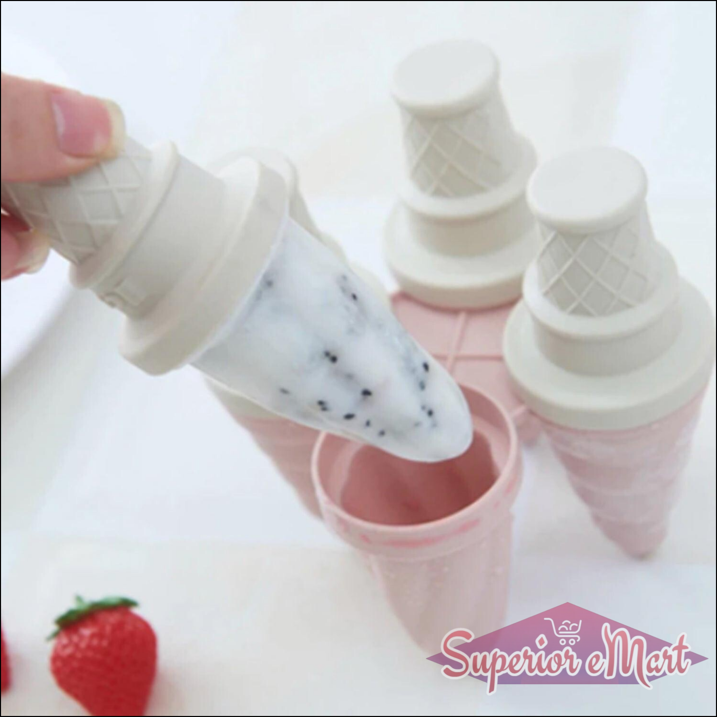 Silicone ice cream mold set for homemade popsicles in assorted colors with easy-grip handles