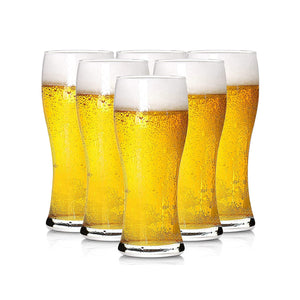 6-piece glass tumbler set filled with refreshing golden beer for entertaining and home use