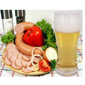 6-piece glass tumbler set displayed with food, showcasing elegant translucent design for drinks