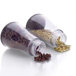 Transparent containers from a 6-piece spice rack showing spices in clear jars for easy identification