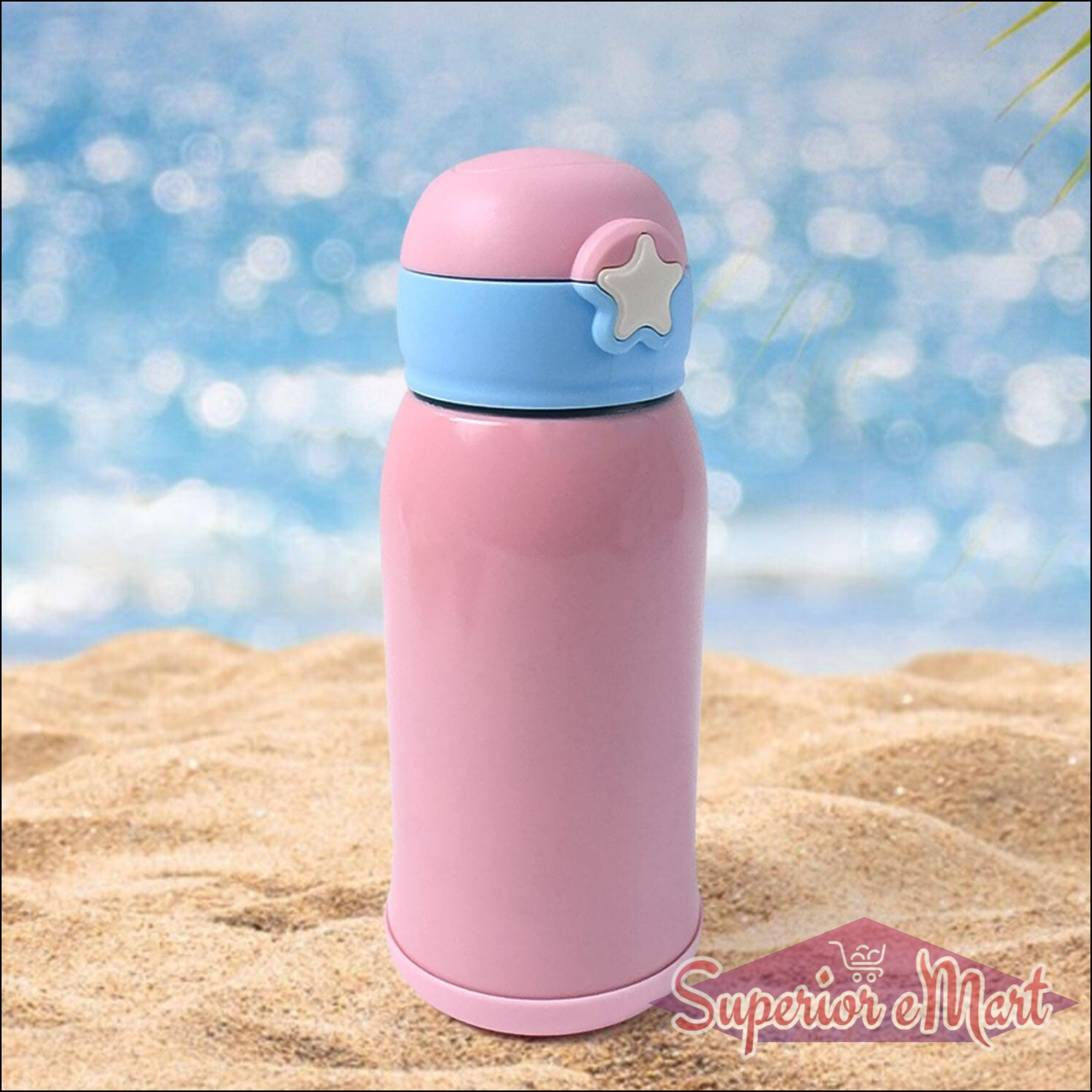 600ml Vacuum Bottle with Strap Pink - Superior eMart