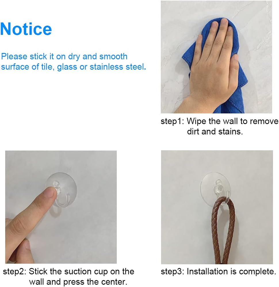 Transparent Rubber Vacuum Sucker Hooks Hanger Strong Suction Cup Bathroom Kitche - 17524_trans_suction_cup_hook_18pc