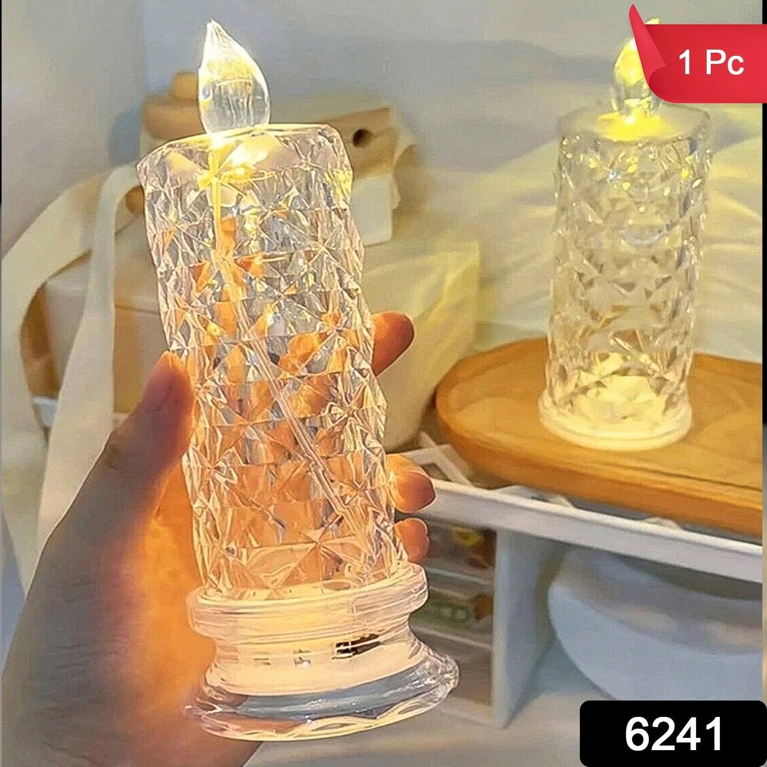 Rose Candles for Home Decoration, Crystal Candle Lights - 6241_13cm_rose_candle_light