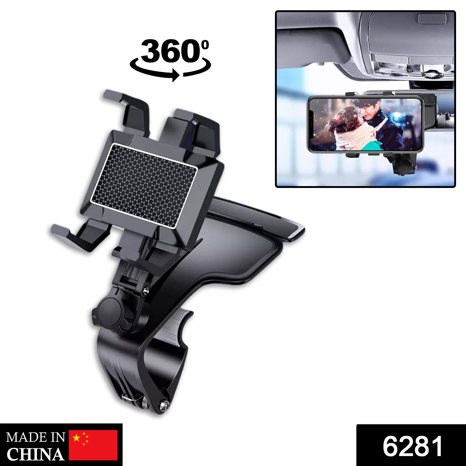 Car Mobile Phone Holder Mount Stand with 360 Degree. Stable One Hand Operational - 6281_360degree_mobile_holder