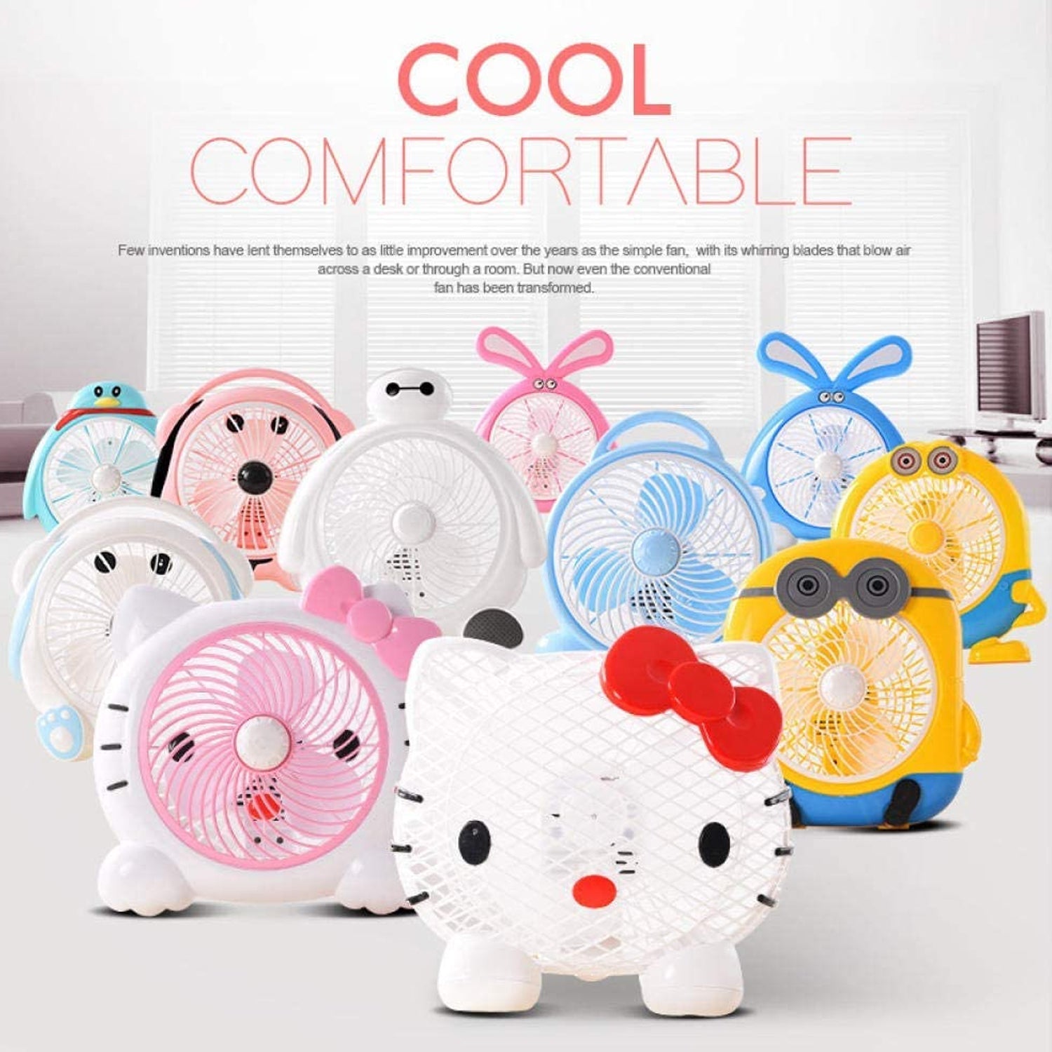 plastic cute mini electric usb fan desk fan for children ( Battery Not Include) - 6464_usb_cartoon_fan