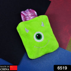 Green One-Eyed Monster Print Small Hot Water Bag with Cover for Pain Relief - 6519_chb_green_monster_hotbag