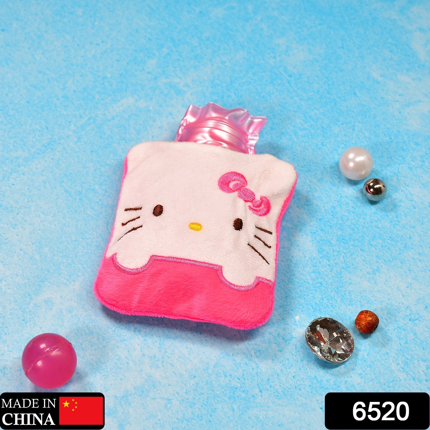 Pink Hello Kitty Small Hot Water Bag with Cover for Pain Relief - 6520_chb_pnk_hellokitty_hotbag