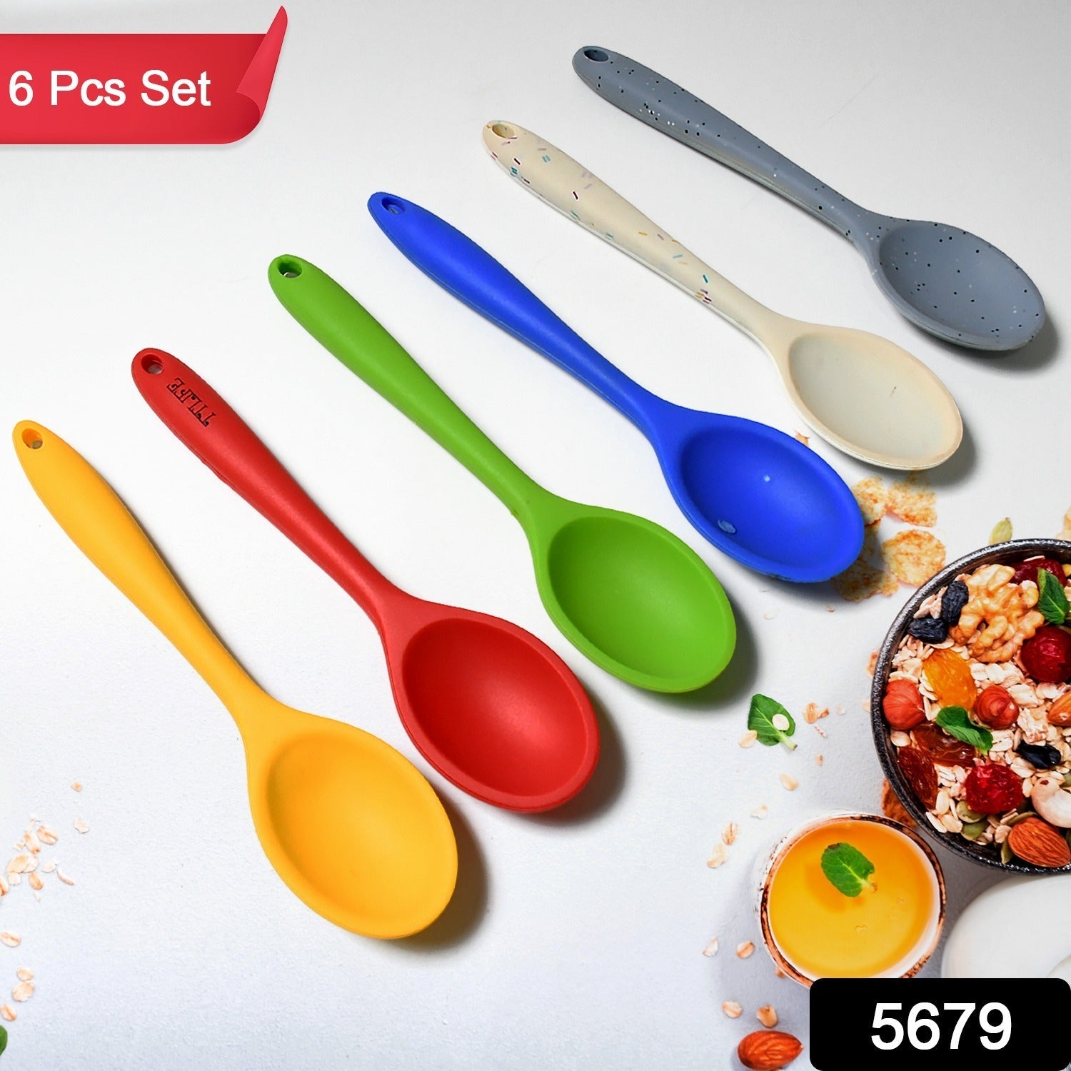 Multipurpose Silicone Spoon, Silicone Basting Spoon Non-Stick Kitchen Utensils H - 5679_silicone_cooking_spoon_6pc_no60