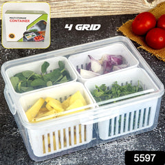 Fridge Storage Boxes Freezer Storage Containers, Container for Kitchen Storage S - 5598_6grid_storage_container_color_box