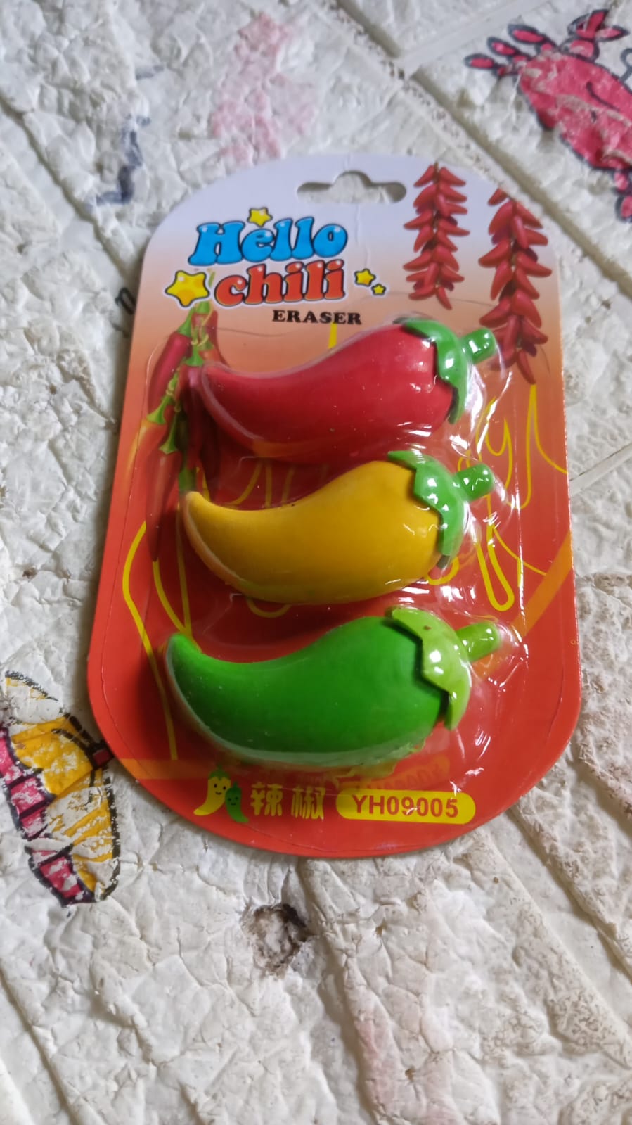 3D Fancy & Stylish Colorful Chili Shape Erasers, Mini Eraser Creative Cute Novel - 4626_chili_erasers_3pc_set